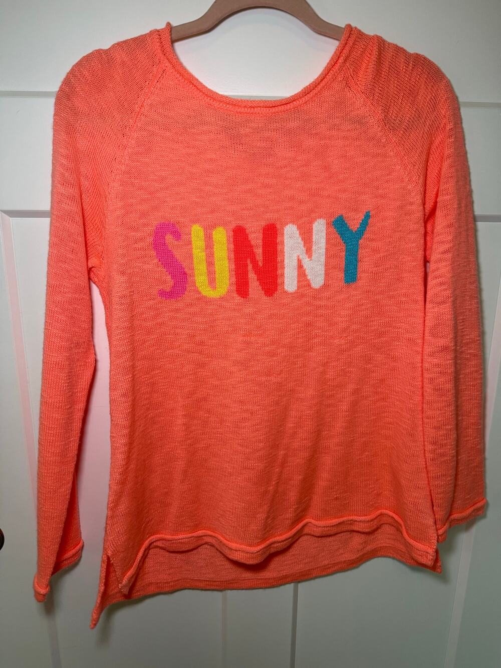 Lilly Pulitzer Sunny Sweater Medium Coral Orange Multicolor Lightweight Knit